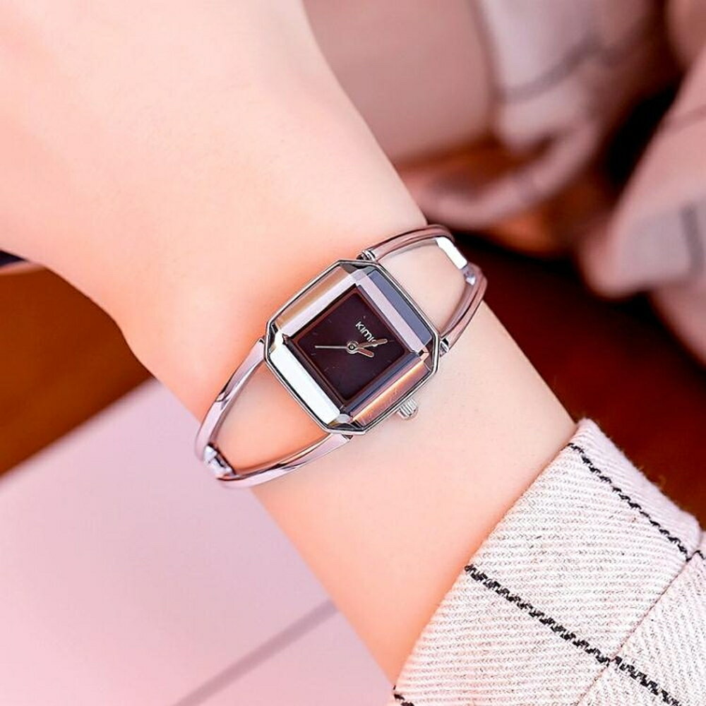 時尚學生手錶女潮簡約復古鋼帶腕錶方盤防水女士手錶鍊條錶 名創家居館