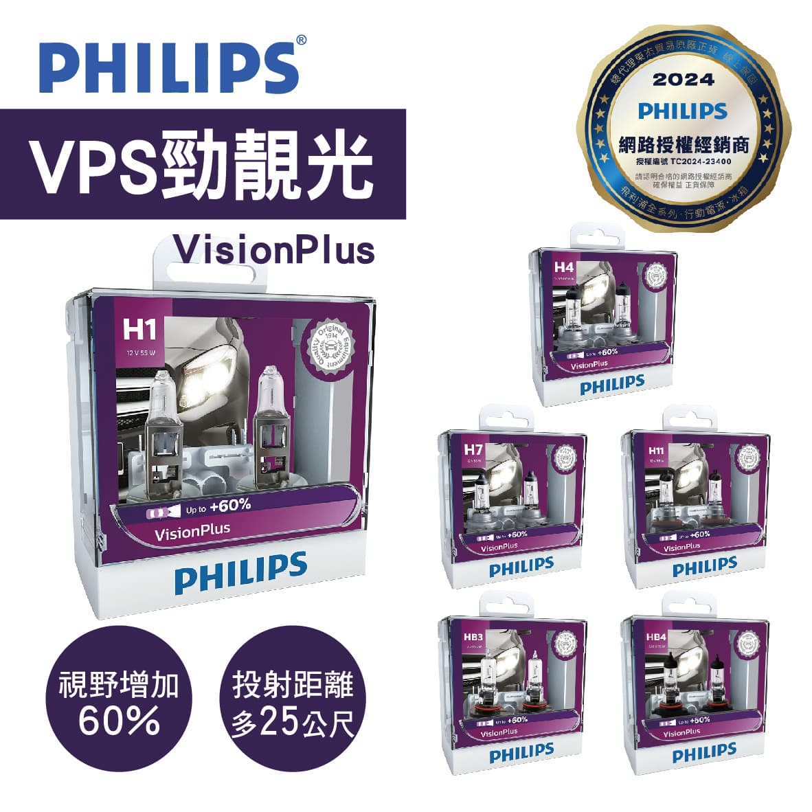 真便宜 PHILIPS飛利浦 勁靚光 VisionPlus(+60%)鹵素車燈