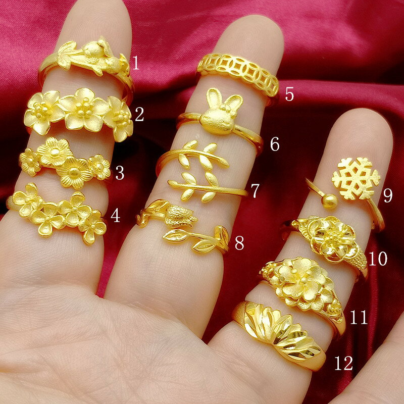 小戒指女士小款花朵仿金女款開口指環婚禮手飾品可調節