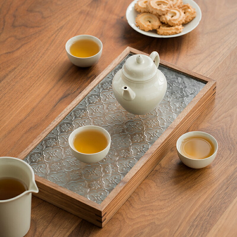 向美 實木茶盤家用托盤功夫茶具現代簡約 小型干泡茶臺泡茶長方形