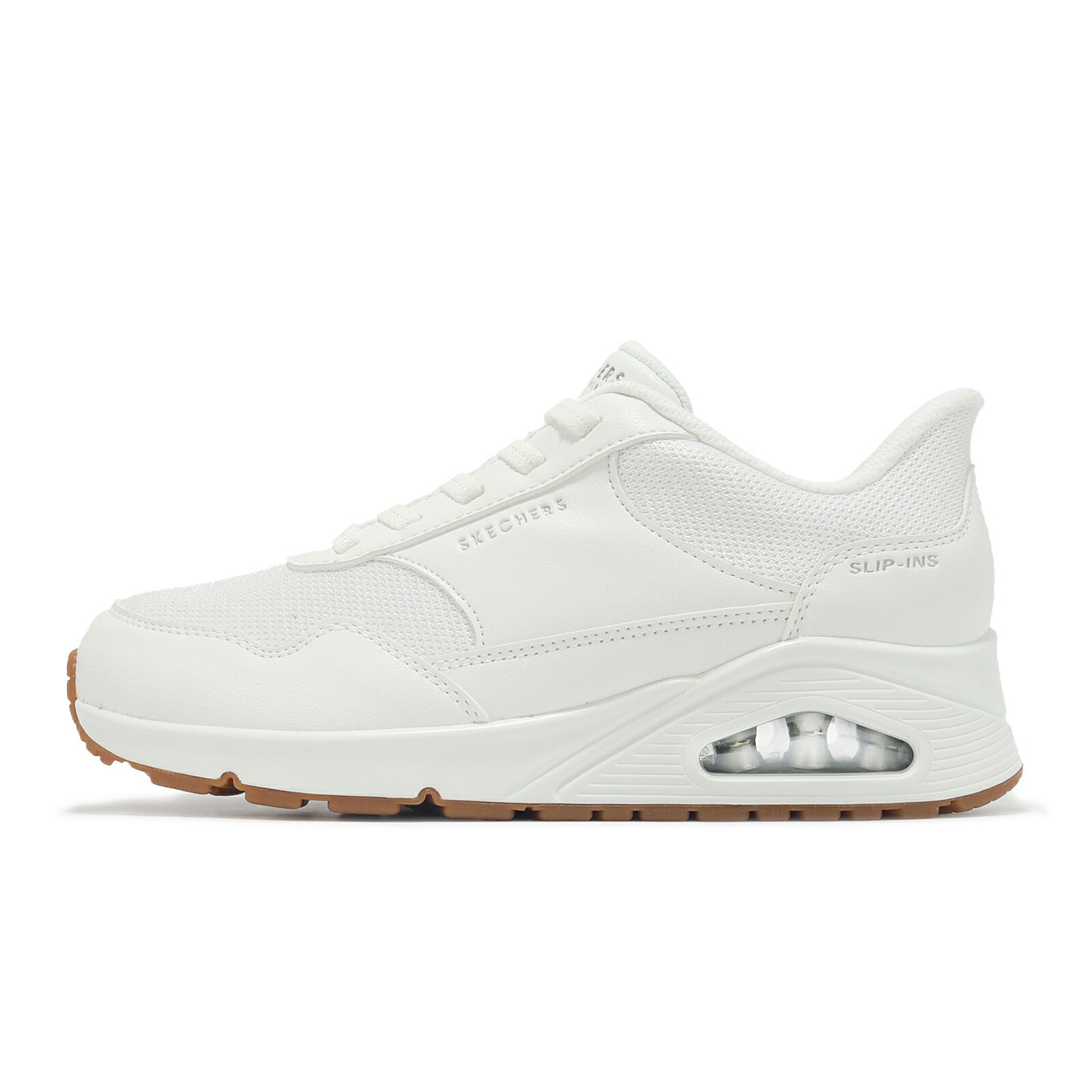 Skechers 休閒鞋 Uno-Banksia Slip-Ins 寬楦 女鞋 白 小白鞋 氣墊 運動鞋 健走 177117WWHT