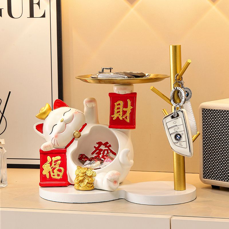 免運/ 可開票 快速出貨 擺件 居家擺飾 招財貓擺件入戶門玄關鑰匙收納客廳進門口鞋櫃裝飾品喬遷新居禮品