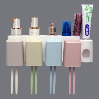 牙刷架 吸壁式牙刷置物架漱口杯套裝免打孔刷牙杯架子衛生間盤壁掛牙刷架 【晶彩生活】