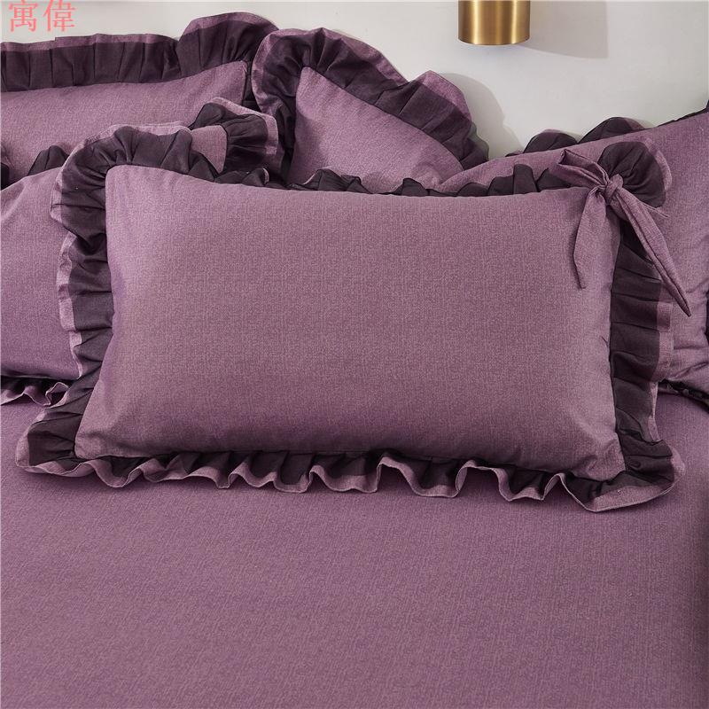 簡約精品韓版少女心床裙四件套磨毛加厚被套床罩三件式網紅春夏季床上用品單人 雙人 床上用品 高品質舒適 2