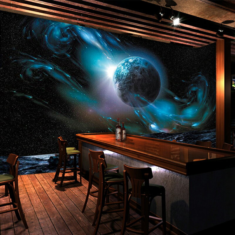 3D個性個性立體夢幻星空背景 炫酷酒吧臥室桌布墻紙5d餐廳ktv網咖