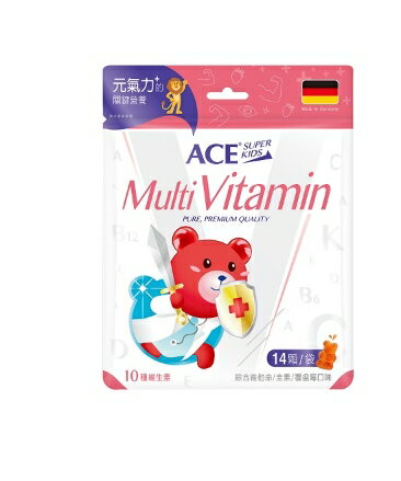 【誠意中西藥局】 ACE SUPER KIDS 機能Q 綜合維他命軟糖 14顆/袋(覆盆莓風味)