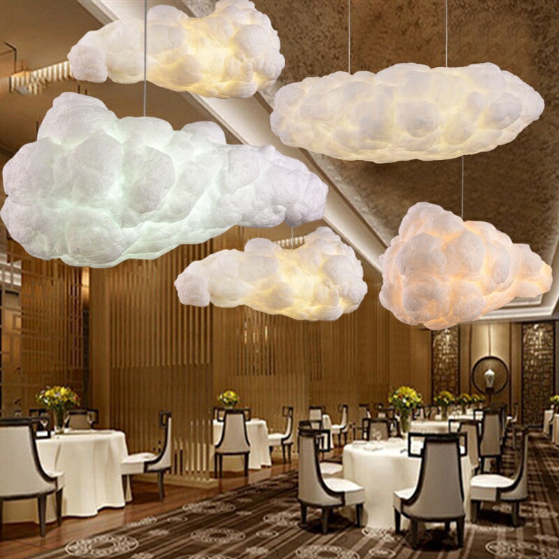 2023年創意時尚雲朵吊燈簡約布藝燈具個性餐廳燈棉花燈裝飾烏雲吊燈