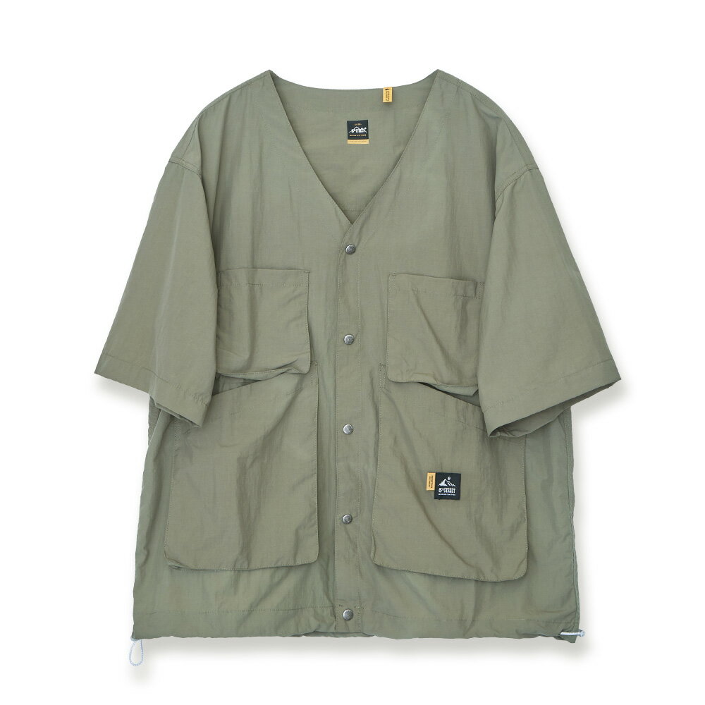 中性款立體袋無領襯衫-橄欖綠【5th STREET】【APP下單享4%點數】 ★春夏新品 4
