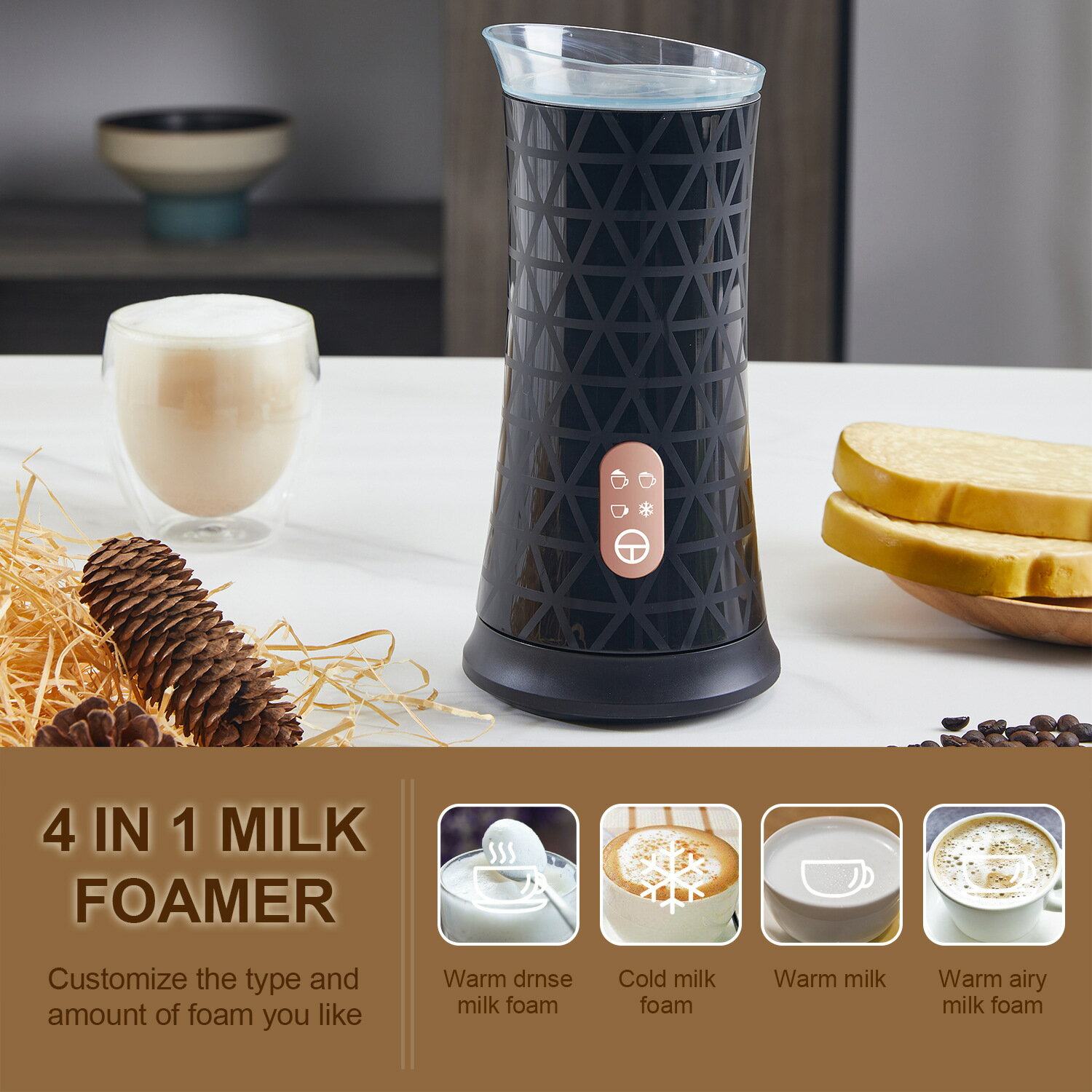 新款全自動咖啡機打奶泡器電動奶泡機意式咖啡牛奶加熱起泡器「雙11特惠」