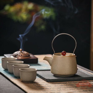 悶茶壺粗陶功夫茶具套裝一壺四杯家用中式陶瓷提梁茶杯整套泡茶器