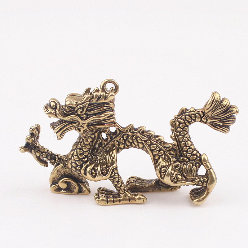 中國風純黃銅生肖龍鑰匙扣掛件吊墜創意兒童禮品汽車男女小銅件1入
