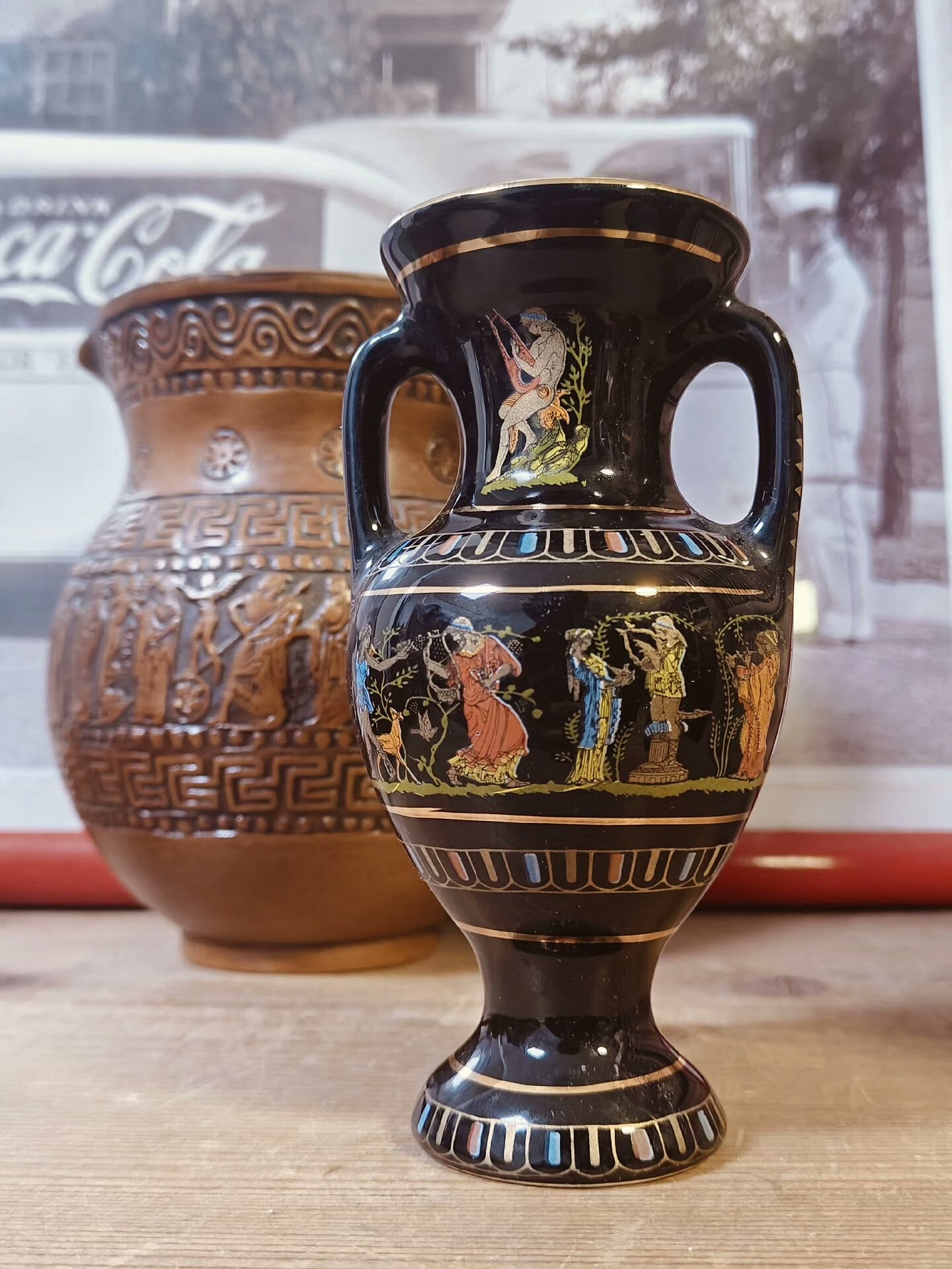 希臘花瓶 鈷藍釉24k描金手工陶瓷花瓶