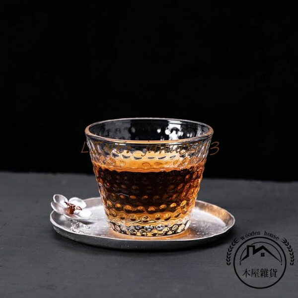 錘紋玻璃杯家用透明杯茶杯日式功夫茶具杯具廚房用品【木屋雜貨】