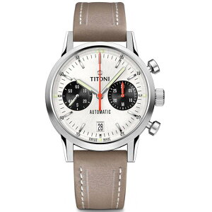 TITONI 瑞士梅花錶 94020S-ST-680 熊貓計時機械皮帶錶/白面41mm