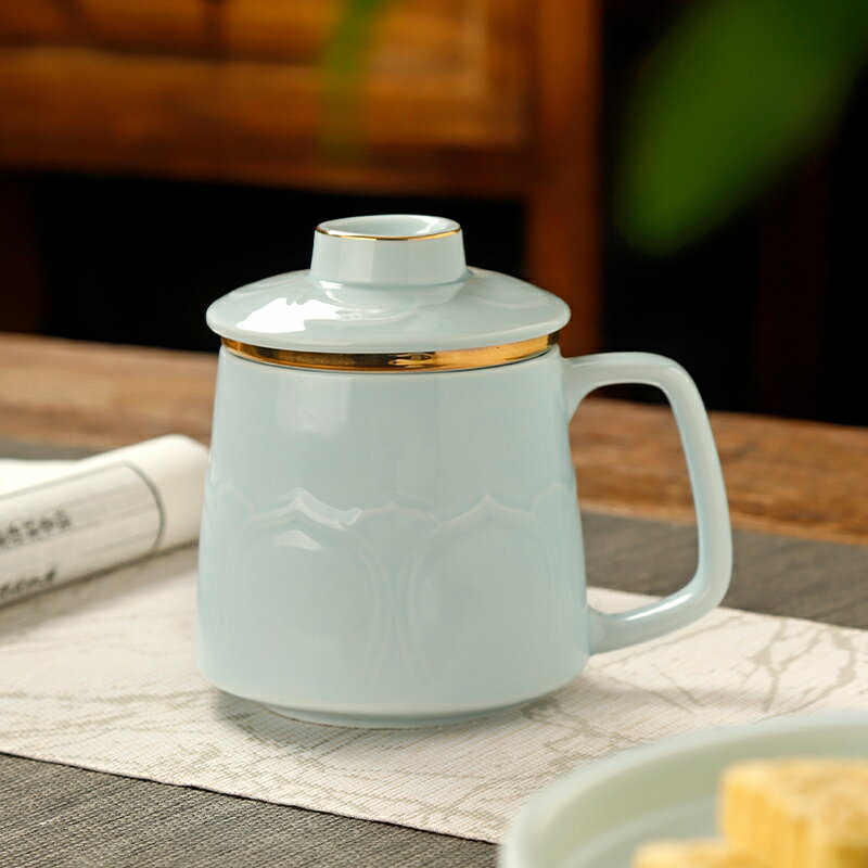 陶瓷馬克水杯辦公室帶蓋過濾家用泡茶杯茶水分離個人專用高檔送禮中式茶具 泡茶用品