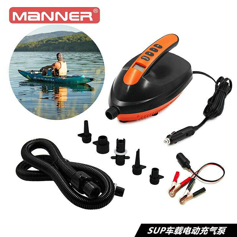 SUP槳板電動充氣泵車載12V充氣泵衝浪板皮劃艇橡皮艇充氣船高壓泵
