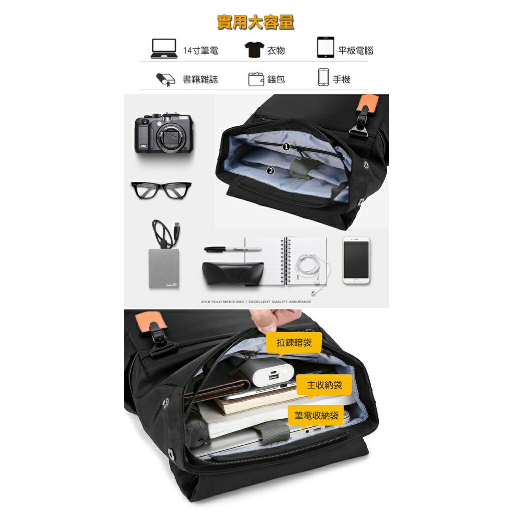 ISONA 防水牛津布材質雙肩背帶電腦包 筆電包 後背包 雙肩包 書包 macbook筆電平板輕薄優質 7