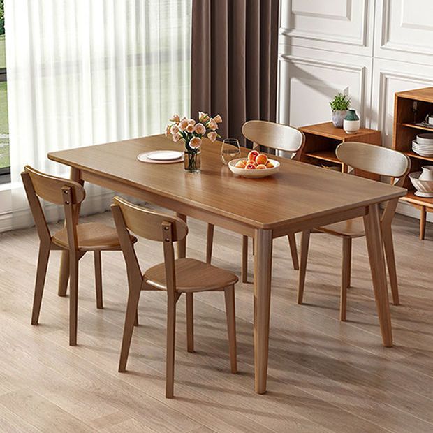 餐桌 全實木餐桌椅組合家用餐桌小戶型簡約現代橡膠木長方形吃飯桌子-快速出貨
