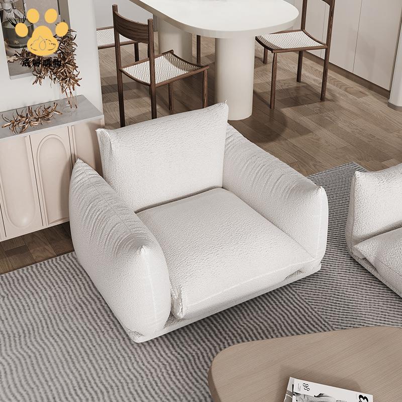 羊羔絨客廳單人沙發椅子設計師款北歐休閑椅子簡約現代輕奢單椅zm7181ws7181