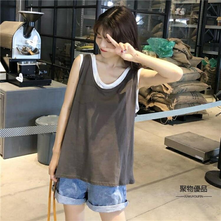 夏季韓版設計感寬松外穿運動休閑背心小可愛女裝【聚物優品】