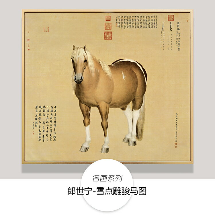郎世寧雪點雕駿馬圖名畫新中式國畫客廳臥室書房玄關餐廳裝飾掛畫| 協貿