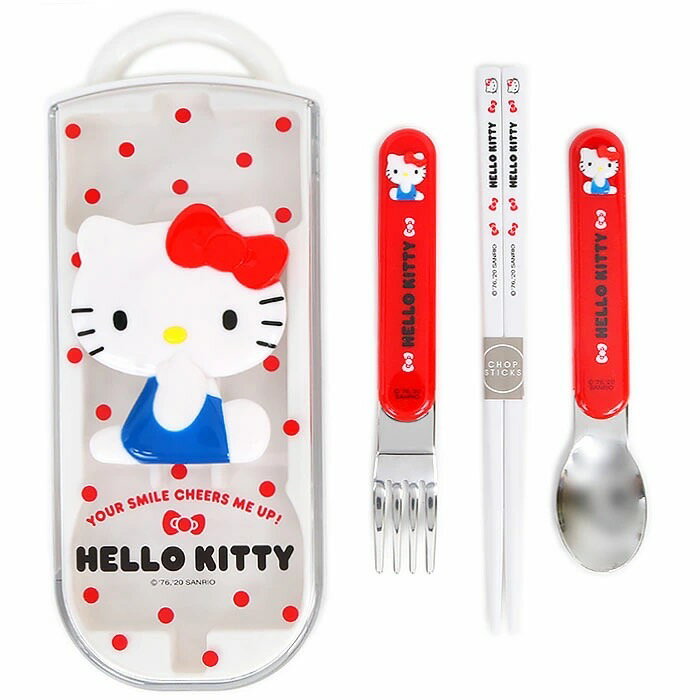 【震撼精品百貨】凱蒂貓_Hello Kitty~日本SANRIO三麗鷗KITTY三合一餐具組-立體*93035