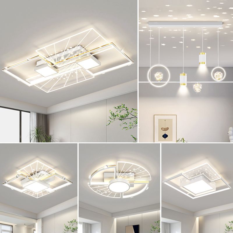 客廳燈現代簡約led燈飾2022年新款北歐輕奢白金燈具組合全屋套餐