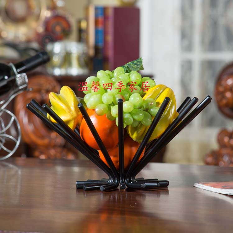 客廳水果盤鐵藝水果籃創意收納果盆歐式擺件KTV果盤極簡茶幾果架
