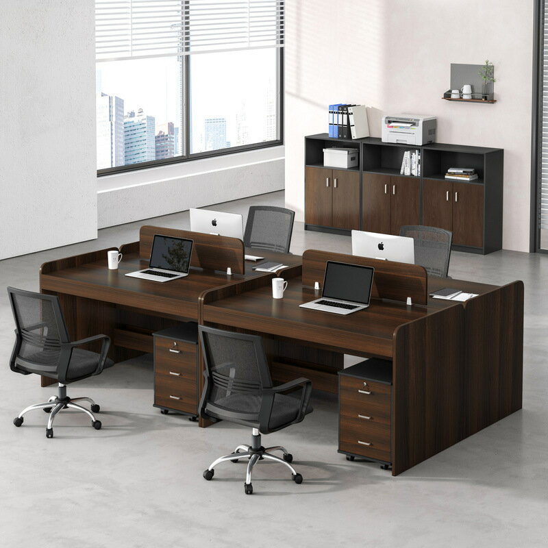 電腦桌 辦公桌 辦公桌椅組合2/4人位簡約現代員工卡座辦公室桌子帶隔斷辦公家具