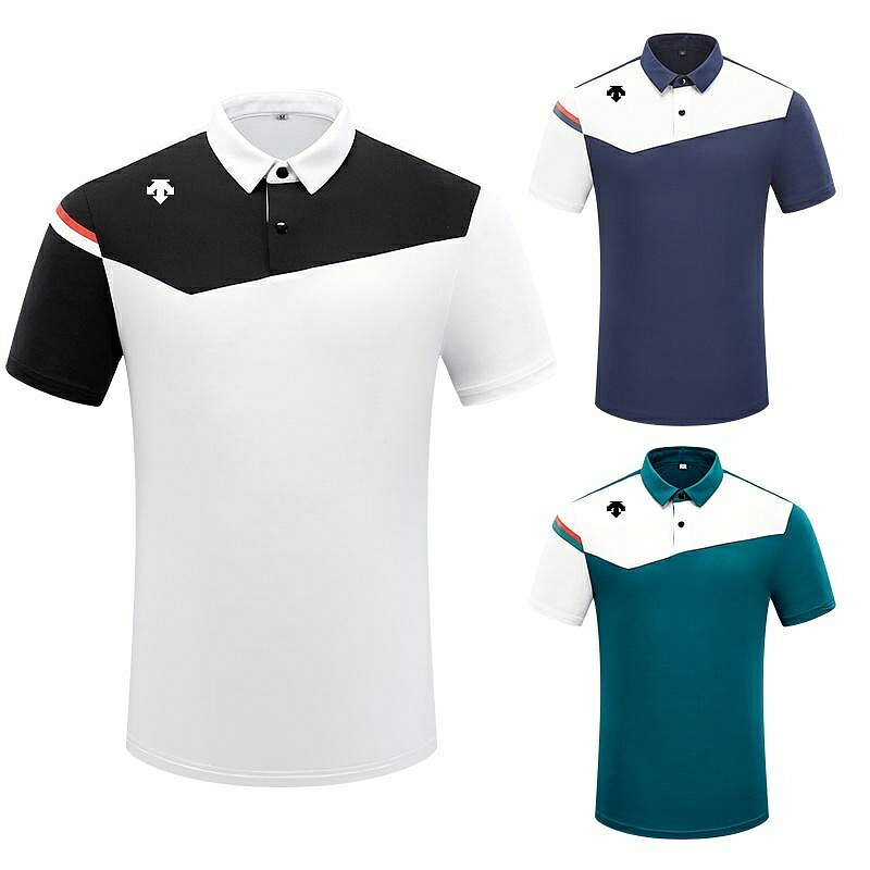 【DESCENTE】高爾夫短袖T恤男夏季運動Polo衫上衣速乾透氣球衣