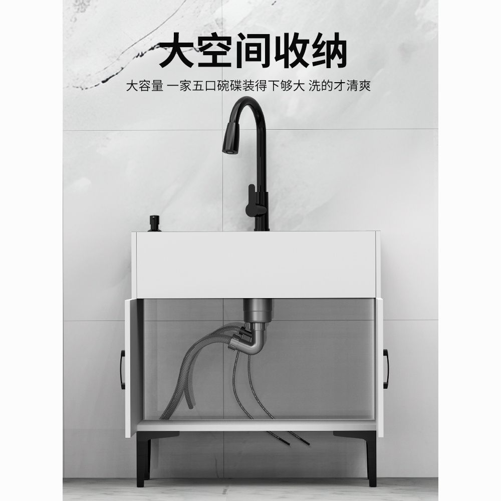開發票 簡易水槽架 【廚房不銹鋼洗菜盆一體柜子】洗碗池房家用簡易實木櫥柜單雙水槽