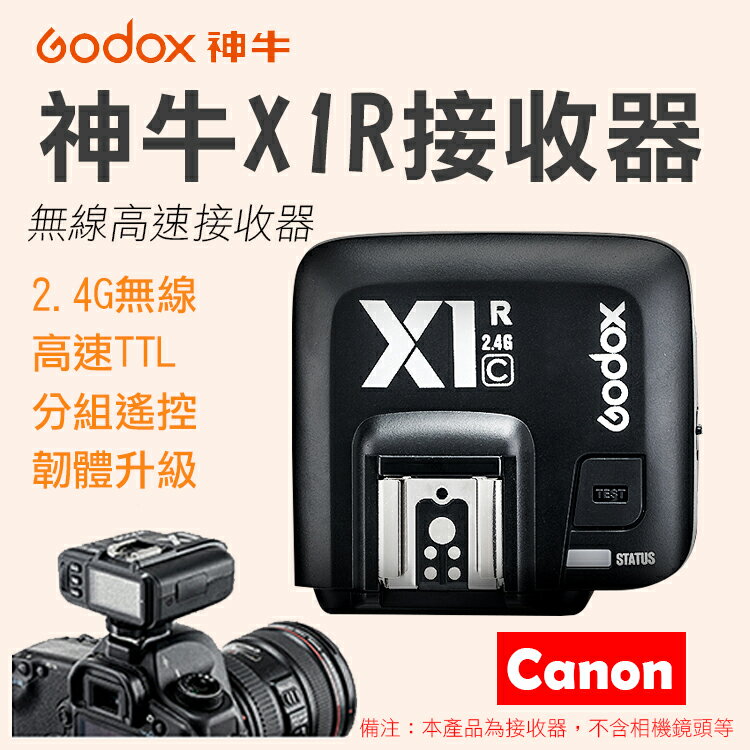 攝彩@神牛X1R-C 接收器 佳能CANON專用 無線引閃器 支援TTL 2.4G無線傳輸100米 分組遙控 遠端觸發【全壘打★APP下單 跨店最高20%點數回饋!!】