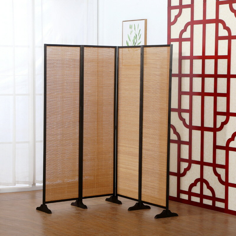 客廳隔斷屏風簡易折疊臥室遮擋移動家用簡約中式實木墻竹子屏