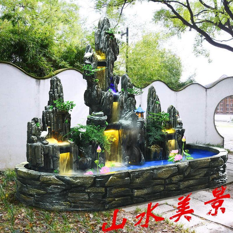 【臺灣公司保固】大型假山流水噴泉戶外庭院花園養魚池景觀別墅酒店風水輪招財擺件