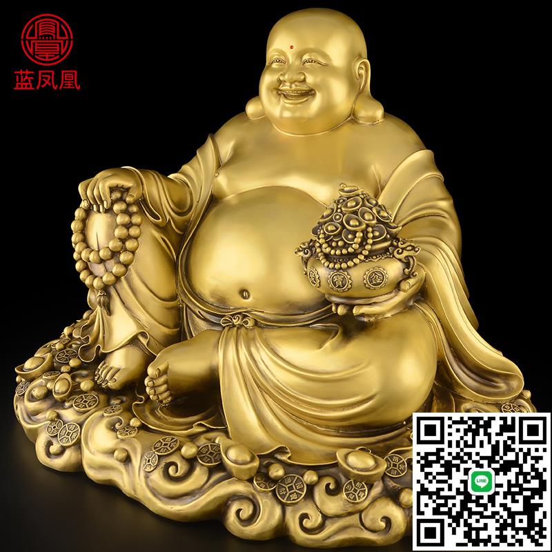 銅彌勒佛像擺件大肚笑佛菩薩招家用供奉客廳辦公室財家居裝飾禮品