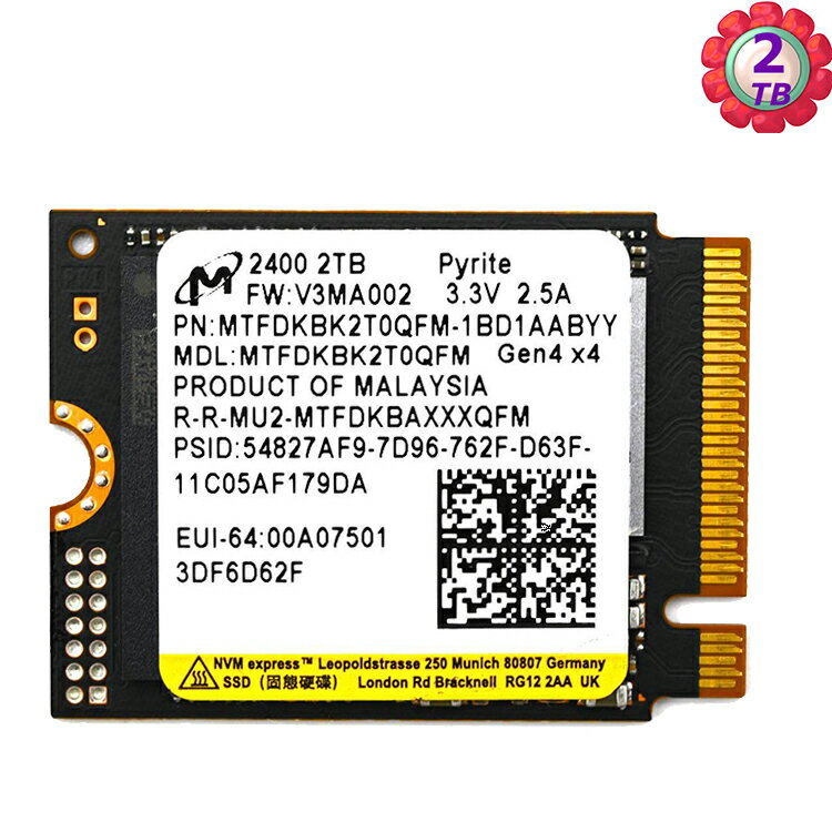 micron 2400 2T 2TB 2230 M.2 PCIE NVMe SSD 美光 固態硬碟-steam deck Surface Pro