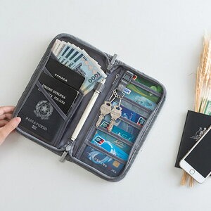多功能護照包帶鑰匙扣卡片包旅行機票夾防水收納錢包拉鏈袋證件包