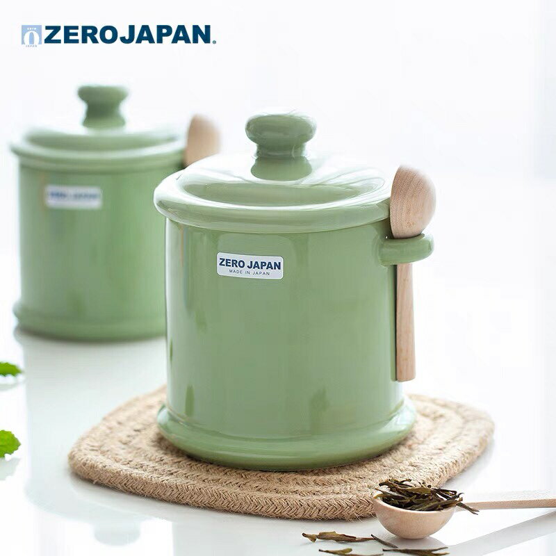 日式進口zerojapan陶瓷密封罐食品調味罐茶葉咖啡儲物罐帶勺子