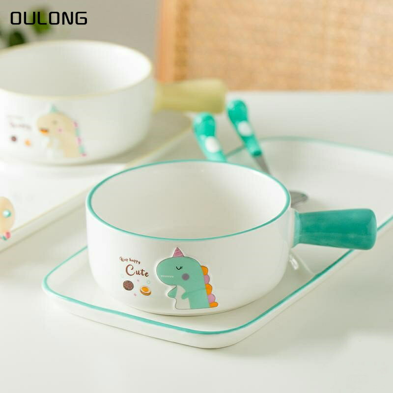 嬰兒寶寶輔食小蒸碗湯碗微波爐適用中式風格帶把手兒童手柄碗陶瓷
