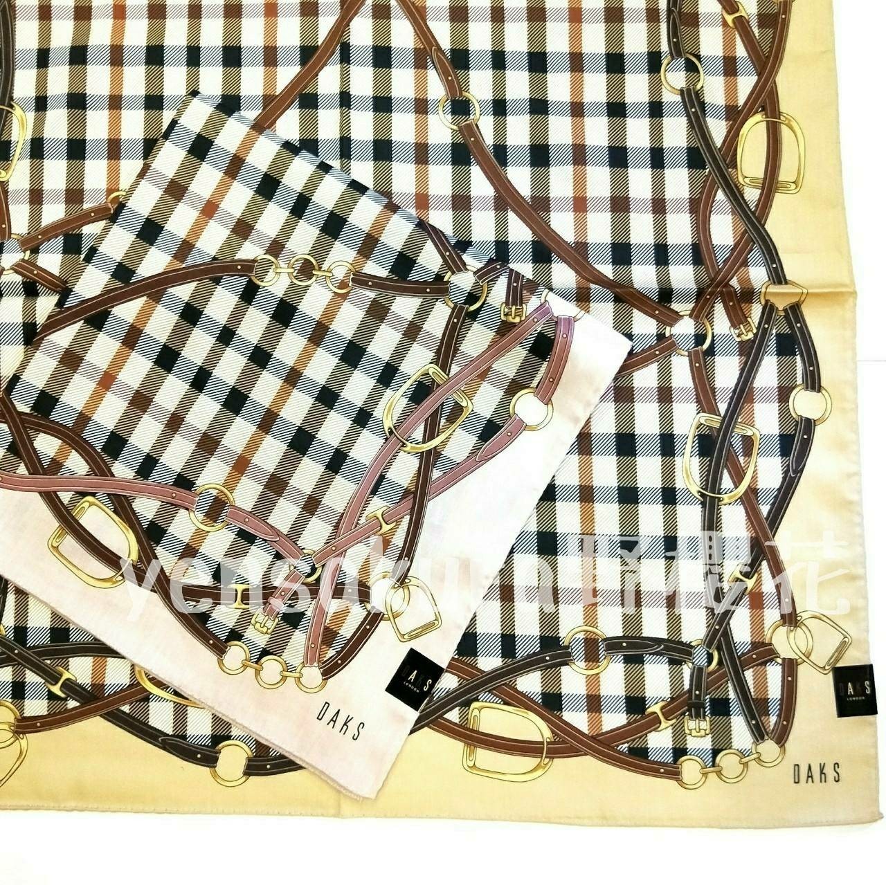日本製DAKS大手帕/領巾/絲巾58*58cm馬鞍扣環格子3色[野櫻花]