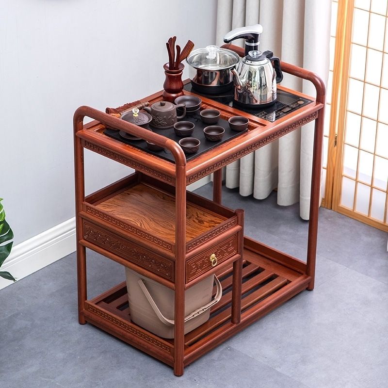 茶水櫃/茶水桌/茶桌/茶几/茶櫃 實木移動茶臺帶輪茶車家用茶水櫃燒水一體泡茶桌功夫茶具簡約茶幾