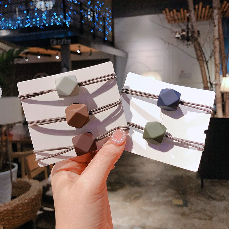 【學興書局】O04 韓版 菱形立體方塊髮圈 髮帶 韓系 簡約氣質髮圈 百搭耐用不傷髮 馬尾 丸子頭