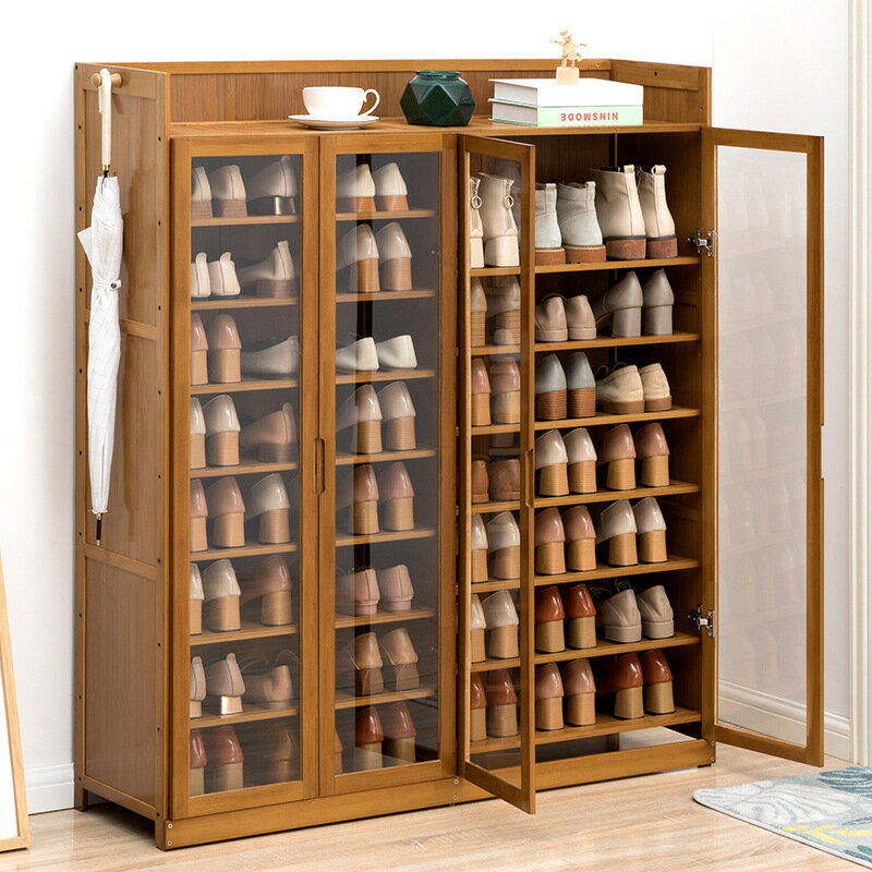 鞋柜收納架家用現代門口大容量簡易省空間超薄實木質陽臺翻斗儲物