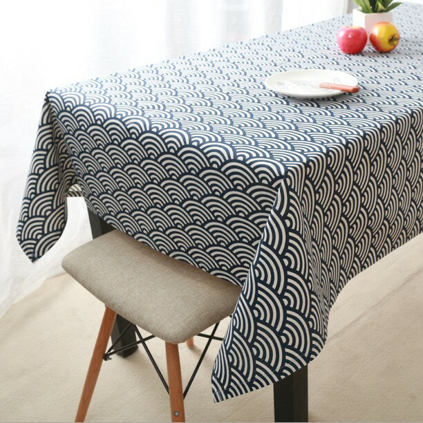 復古和風日式棉麻布藝餐桌布波紋條紋茶幾臺布文藝攝影背景布