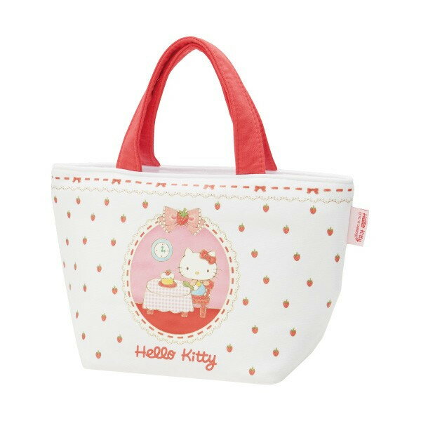 <br/><br/>  【真愛日本】17040100055  拉鍊帆布小提袋-KT草莓FAC 三麗鷗 Hello Kitty 凱蒂貓 手提袋  便當袋 正品<br/><br/>