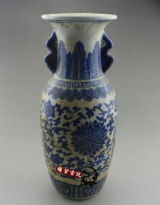 景德鎮陶瓷器 仿古做舊青花瓷花瓶 家居裝飾復古工藝擺件古玩收藏1入