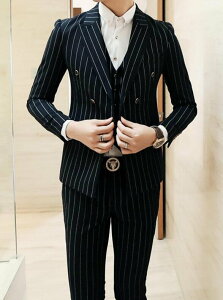 FINDSENSE品牌 韓國男 舒適簡潔帥氣條紋 小西裝 修身西裝 西裝外套 單件外套