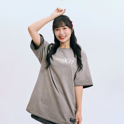 ARMY-XII水洗懷舊短T-水洗灰