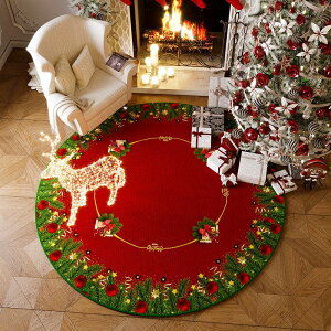 平安夜聖誕地墊氛圍感輕奢高級感地毯客廳臥室圓形墊子北歐風腳墊