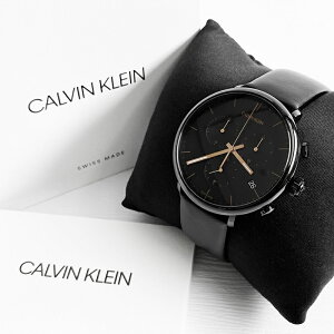 美國百分百【全新真品】Calvin Klein 手錶腕錶 皮革錶帶 CK 三眼計時錶 K8M274CB 黑色 CD79